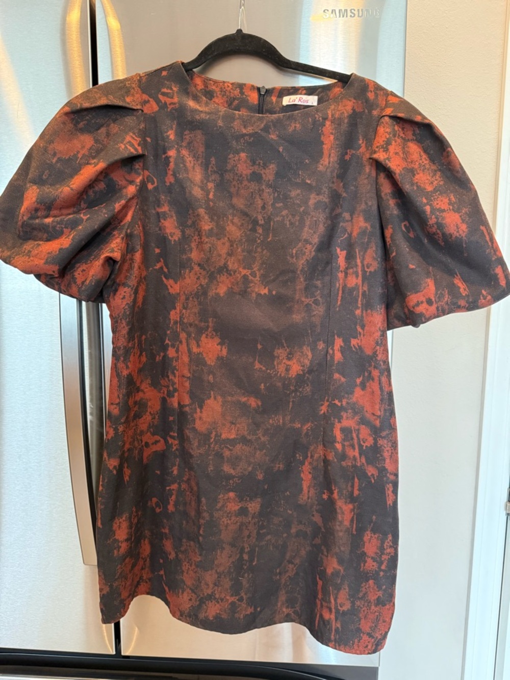 Women's Midi Dress in Black and Rust Red